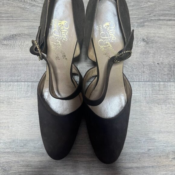 Rosina Ferragamo Schiavone Brown Suede Mary Jane Heels Women's Size 8 - Picture 2 of 6